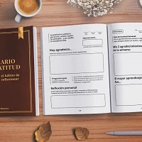 Portada e interior del diario de gratitud