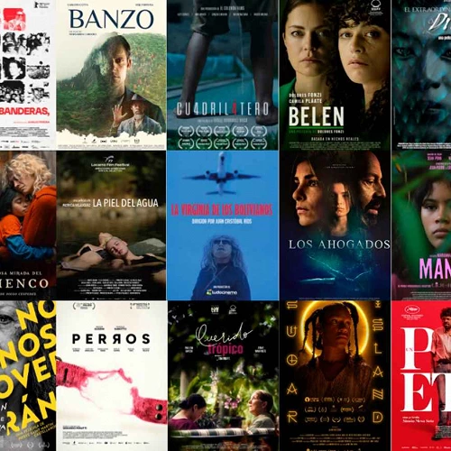 Cartel de los carteles de los 15 largometrajes nominados al Goya a la Mejor Película Iberoamericana